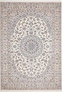 Tappeto Nain 6la Medaglione Floreale Avorio Blu Avio 256x369 Cm