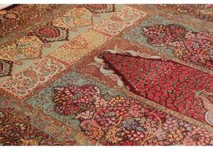 Tappeto Ghom Seta Floreale Bordeaux Verde Salvia 139x200 Cm