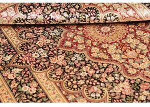 Tappeto Ghom Seta Medaglione Floreale Nero Rosso 98x148 Cm