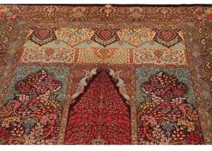 Tappeto Ghom Seta Floreale Bordeaux Verde Salvia 139x200 Cm