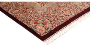Tappeto Ghom Seta Floreale Bordeaux Verde Salvia 139x200 Cm
