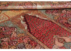 Tappeto Ghom Seta Floreale Bordeaux Verde Salvia 139x200 Cm