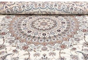 Tappeto Nain 6la Medaglione Floreale Avorio Blu Polvere Rotondo 245x245 Cm