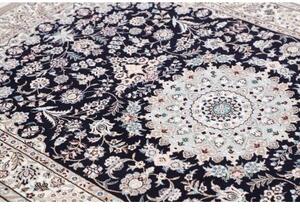 Tappeto Nain 6la Medaglione Floreale Blu Scuro Avorio 125x190 Cm