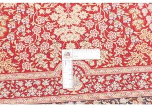 Tappeto Ghom Seta Medaglione Floreale Rosso Scuro Beige 80x117 Cm