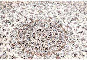Tappeto Nain 6la Medaglione Floreale Avorio Blu Polvere Rotondo 245x245 Cm