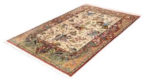 Tappeto Ghom Seta Figurativo Avorio Rosso Mattone 130x197 Cm