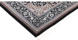 Tappeto Ghom Seta Medaglione Floreale Nero Bianco Avorio 80x121 Cm