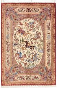 Tappeto Ghom Seta Figurativo Rosso Mattone Avorio 131x198 Cm