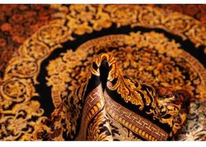 Tappeto Ghom Seta Medaglione Floreale Nero Oro 135x200 Cm