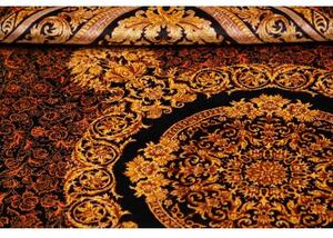 Tappeto Ghom Seta Medaglione Floreale Nero Oro 135x200 Cm