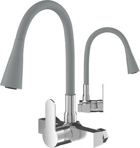 Granitan | FLEXO - Rubinetto da cucina - Bocca flessibile - Orientabile a 360° - Grigio - Ottone