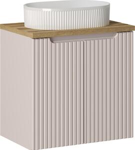 Mobile Bagno 60 Cm Con Lavabo Da Appoggio E Piano In Rovere Cashmere