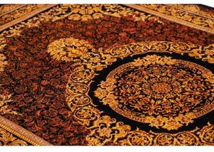 Tappeto Ghom Seta Medaglione Floreale Nero Oro 135x200 Cm