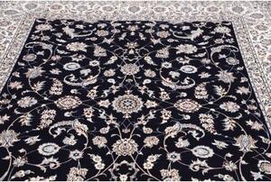 Tappeto Nain 6la Floreale Blu Scuro Bianco Avorio 209x261 Cm