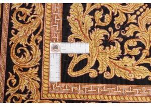 Tappeto Ghom Seta Medaglione Floreale Nero Oro 135x200 Cm