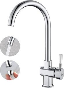 Rubinetto da cucina classico cromato, orientabile a 360 gradi, con comando a leva singola
