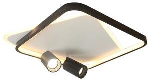 Moderna lampada da soffitto quadrata decorativa in bianco e nero, LED 36 W con colore variabile + 2 faretti orientabili GU10 15 W PARMA Light Prestige
