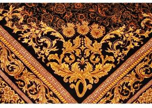 Tappeto Ghom Seta Medaglione Floreale Nero Oro 135x200 Cm