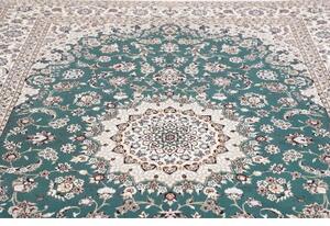 Tappeto Nain 6la Medaglione Floreale Verde Petrolio Avorio 203x303 Cm
