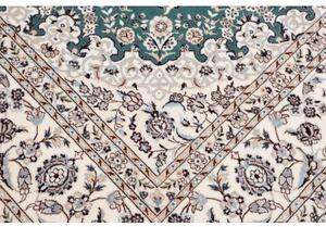 Tappeto Nain 6la Medaglione Floreale Verde Petrolio Avorio 203x303 Cm