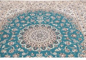 Tappeto Nain 6la Medaglione Floreale Azzurro Avorio 207x254 Cm