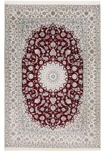 Tappeto Nain 6la Medaglione Floreale Rosso Scuro Avorio 208x312 Cm