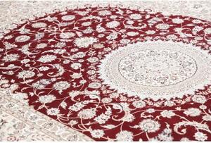Tappeto Nain 6la Medaglione Floreale Bordeaux Avorio 210x316 Cm