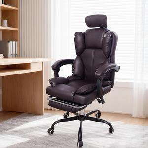 Sedia da ufficio ergonomica, marrone, con seduta ventilata rinfrescante, sedia da gaming con regolazione multiangolare, sedia da ufficio con funzione reclinabile, massaggio vibrante delicato