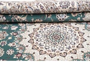 Tappeto Nain 6la Medaglione Floreale Verde Petrolio Avorio 203x303 Cm