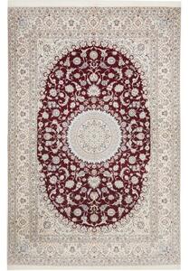 Tappeto Nain 6la Medaglione Floreale Bordeaux Avorio 210x316 Cm