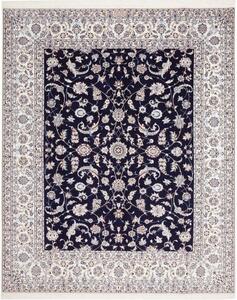 Tappeto Nain 6la Floreale Blu Scuro Bianco Avorio 208x253 Cm