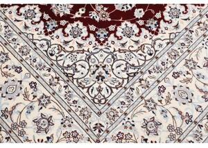 Tappeto Nain 6la Medaglione Floreale Rosso Scuro Avorio 208x312 Cm