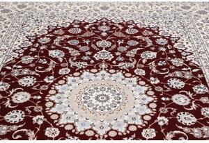 Tappeto Nain 6la Medaglione Floreale Rosso Scuro Avorio 208x312 Cm
