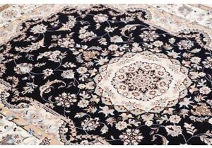 Tappeto Nain 6la Medaglione Floreale Blu Scuro Avorio 126x175 Cm
