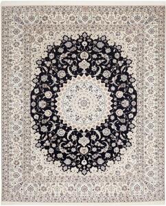 Tappeto Nain 6la Medaglione Floreale Avorio Nero 259x310 Cm