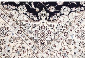 Tappeto Nain 6la Medaglione Floreale Blu Scuro Avorio 168x249 Cm