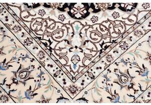 Tappeto Nain 6la Medaglione Floreale Avorio Blu Scuro Quadrato 172x170 Cm