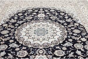 Tappeto Nain 6la Medaglione Floreale Blu Scuro Avorio 253x353 Cm