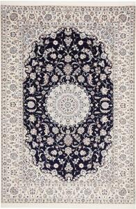 Tappeto Nain 6la Medaglione Floreale Blu Scuro Avorio 168x249 Cm