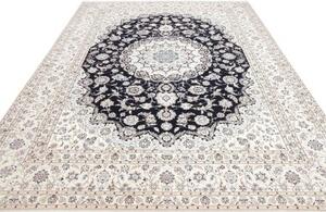 Tappeto Nain 6la Medaglione Floreale Blu Scuro Avorio 253x353 Cm