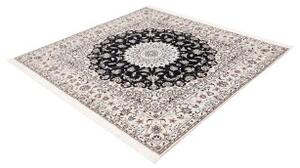 Tappeto Nain 6la Medaglione Floreale Avorio Blu Scuro Quadrato 172x170 Cm