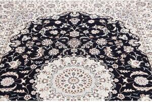 Tappeto Nain 6la Medaglione Floreale Blu Scuro Avorio 168x249 Cm