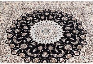 Tappeto Nain 6la Medaglione Floreale Avorio Blu Scuro Quadrato 172x170 Cm