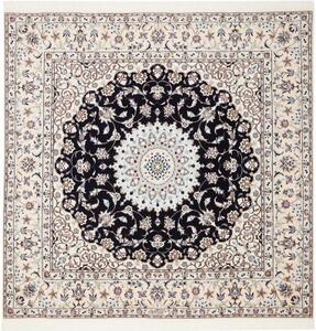 Tappeto Nain 6la Medaglione Floreale Avorio Blu Scuro Quadrato 172x170 Cm