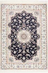 Tappeto Nain 6la Medaglione Floreale Blu Scuro Avorio 126x175 Cm