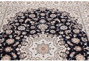 Tappeto Nain 6la Medaglione Floreale Blu Scuro Avorio 148x223 Cm