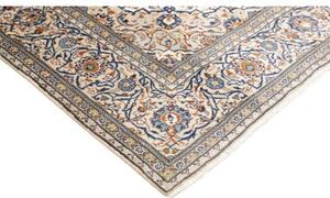 Tappeto Kashan Medaglione Floreale Avorio Blu 198x290 Cm
