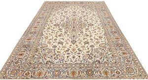 Tappeto Kashan Medaglione Floreale Avorio Blu Cobalto 197x315 Cm