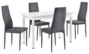 [Set da pranzo con 4 sedie 120x60cm Tavolo da cucina in bianco con poltrone di design Tavolo da sala da pranzo con set di 4 sedie imbottite